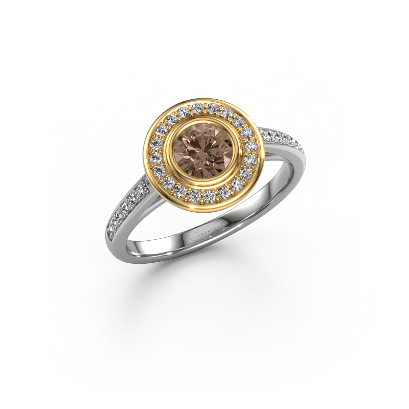 Bild von Verlobungsring Noud 2 RND 585 Weißgold Braun Diamant 0.724 crt