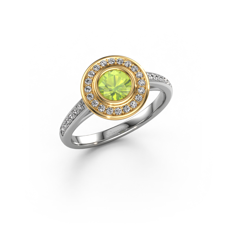 Image of Engagement ring Noud 2 RND 585 white gold Peridot 5 mm