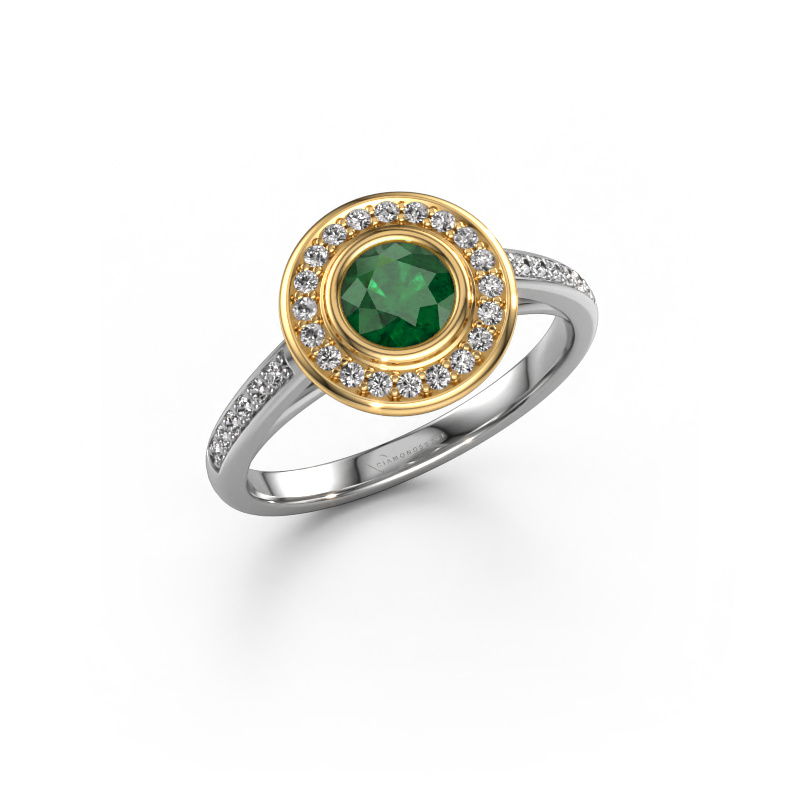 Image of Engagement ring Noud 2 RND 585 white gold Emerald 5 mm