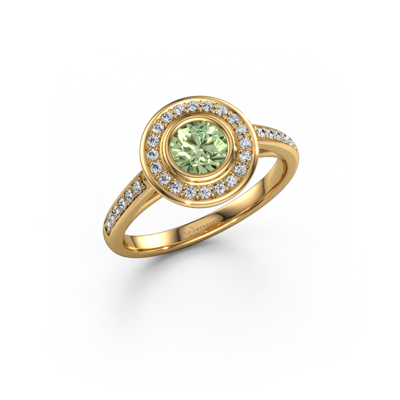 Image of Engagement ring Noud 2 RND 585 gold Green lab grown diamond 5 mm