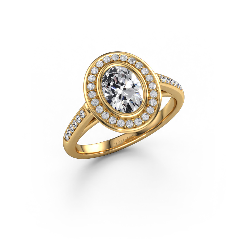 Image de Bague de fiançailles Noud 2 OVL 585 or jaune Diamant synthétique 1.05 crt