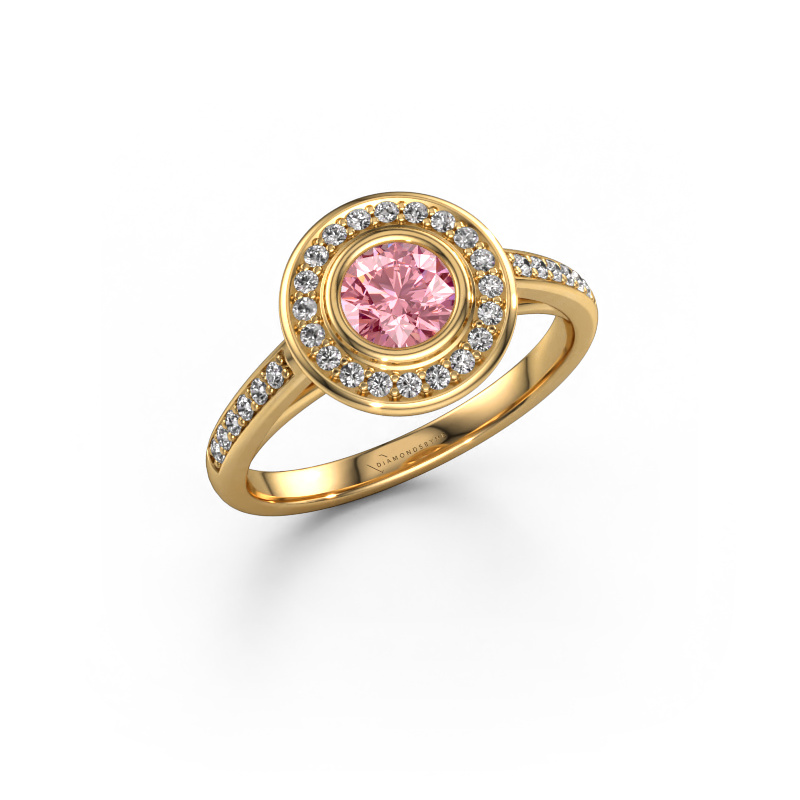 Image of Engagement ring Noud 2 RND 585 gold Pink lab grown diamond 5 mm