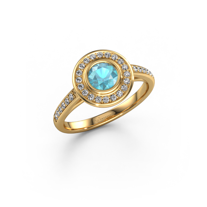 Image of Engagement ring Noud 2 RND 585 gold Blue topaz 5 mm