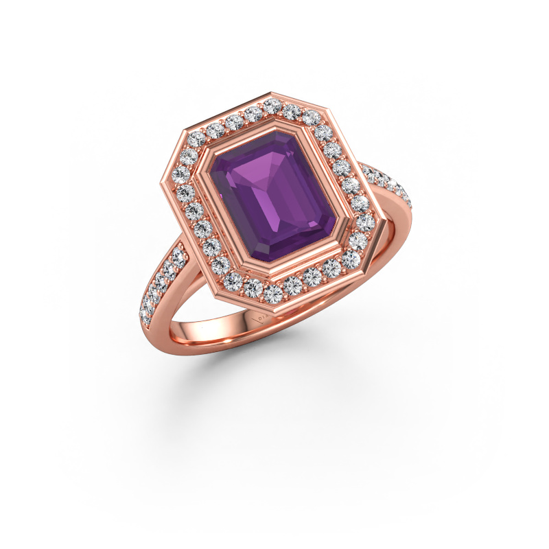 Bild av Förlovningsring Noud 2 EME 585 roséguld Ametist 8x6 mm