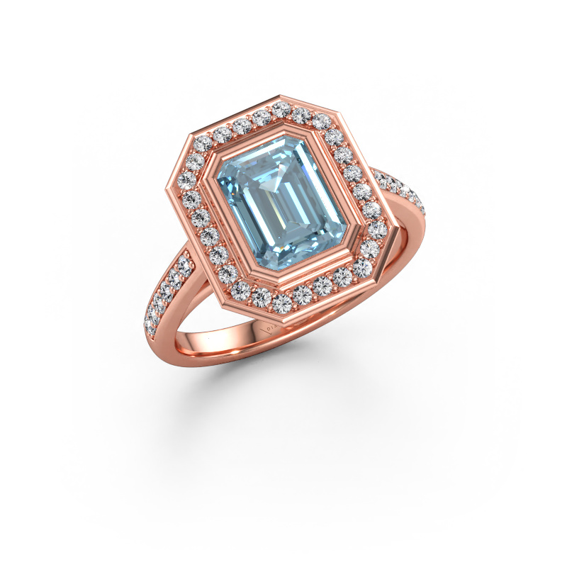 Bild av Förlovningsring Noud 2 EME 585 roséguld Blå labbodlad diamant 8x6 mm