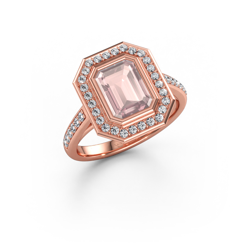 Bild av Förlovningsring Noud 2 EME 585 roséguld Champagnefärgad morganit 8x6 mm