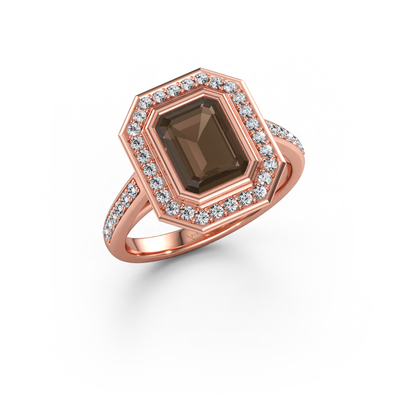 Immagine di Anello di fidanzamento Noud 2 EME 585 oro rosa Quarzo fumé 8x6 mm