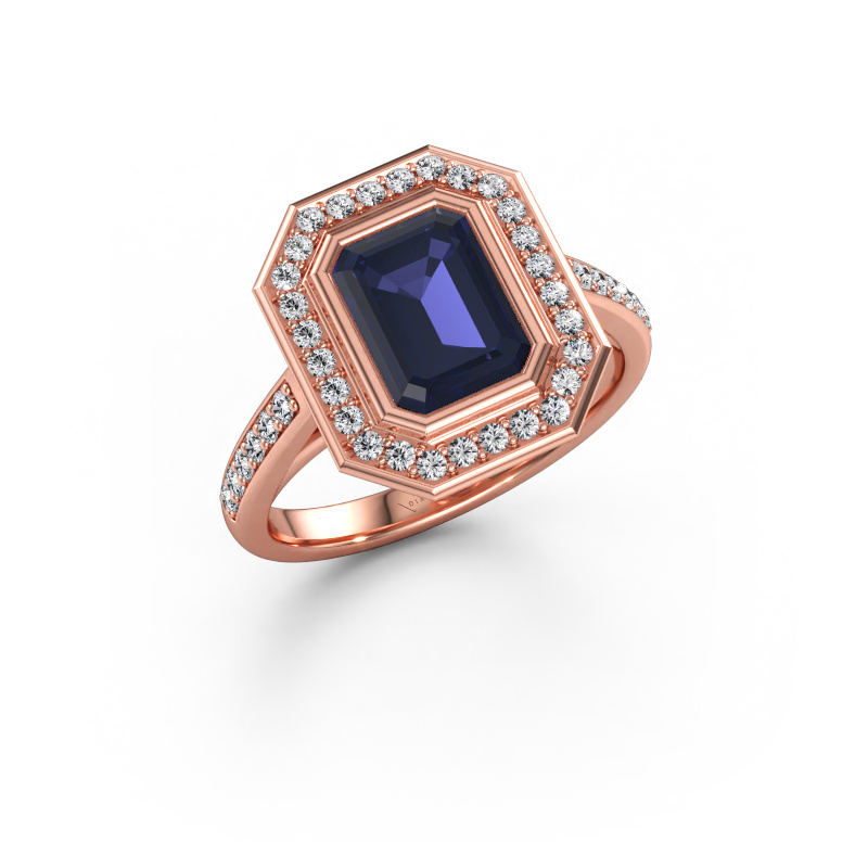 Immagine di Anello di fidanzamento Noud 2 EME 585 oro rosa Zaffiro 8x6 mm