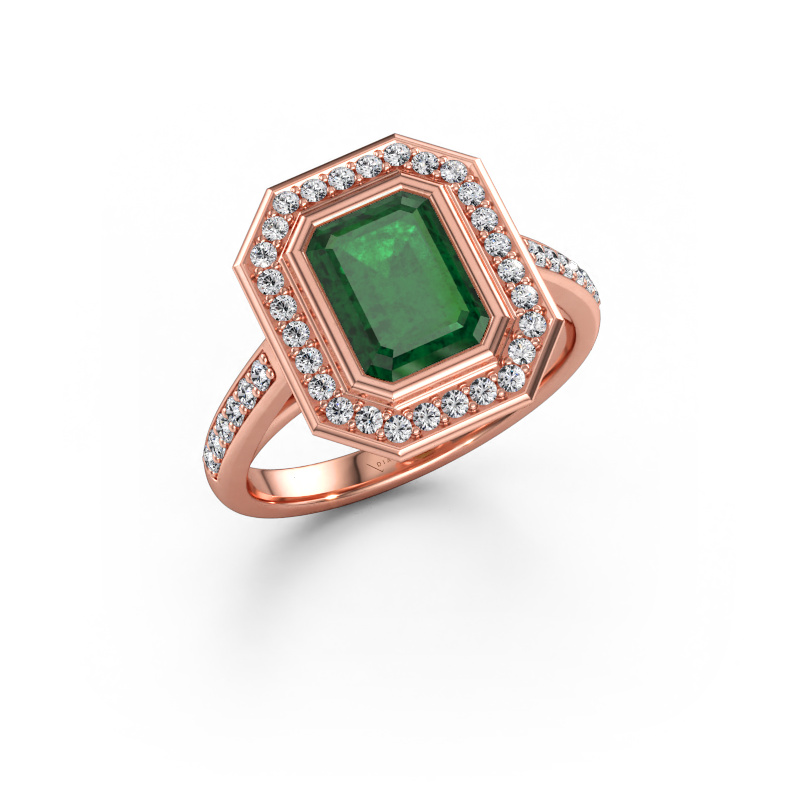 Bild av Förlovningsring Noud 2 EME 585 roséguld Smaragd 8x6 mm