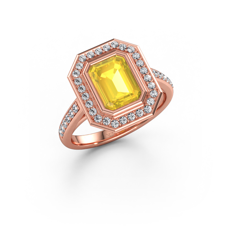 Bild av Förlovningsring Noud 2 EME 585 roséguld Gul safir 8x6 mm
