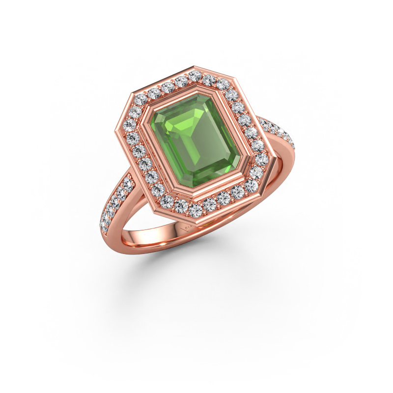 Bild av Förlovningsring Noud 2 EME 585 roséguld Grön turmalin 8x6 mm