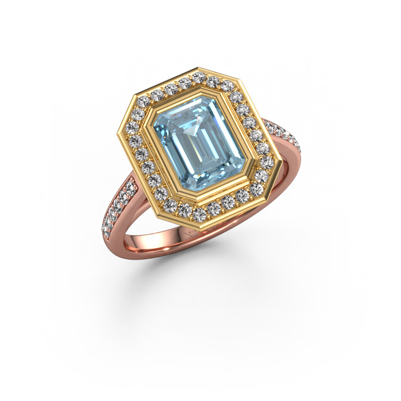 Bild von Verlobungsring Noud 2 EME 585 Roségold Blauer Labordiamant 8x6 mm