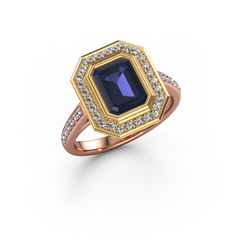 Bild von Verlobungsring Noud 2 EME 585 Roségold Saphir 8x6 mm