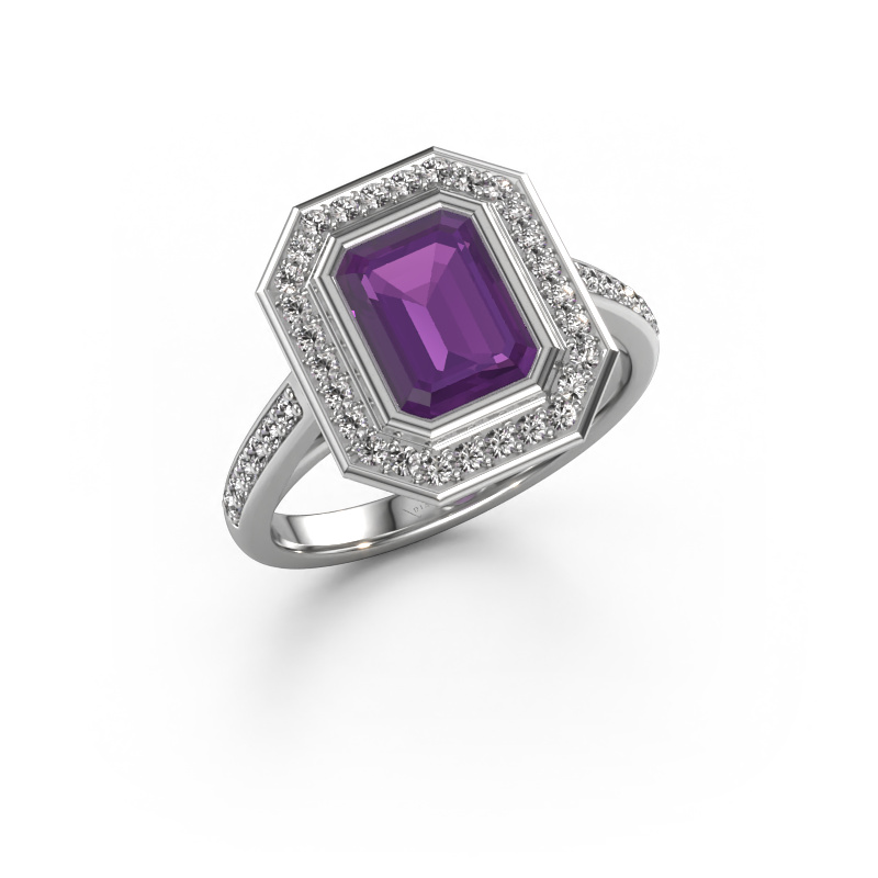 Image of Engagement ring Noud 2 EME 950 platinum Amethyst 8x6 mm