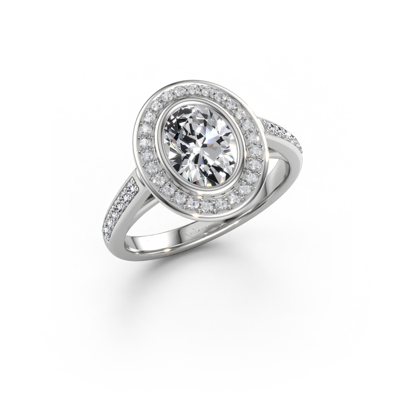Immagine di Anello di fidanzamento Noud 2 OVL 585 oro bianco Diamante 1.418 crt