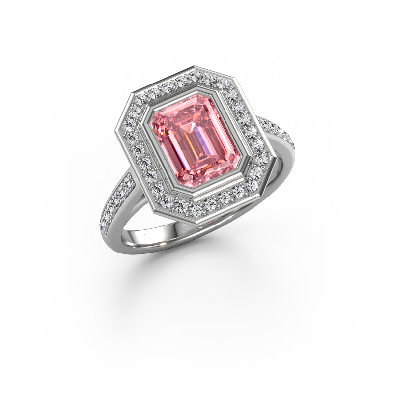 Afbeelding van Verlovingsring Noud 2 EME 950 Platina Roze lab grown diamant 8x6 mm