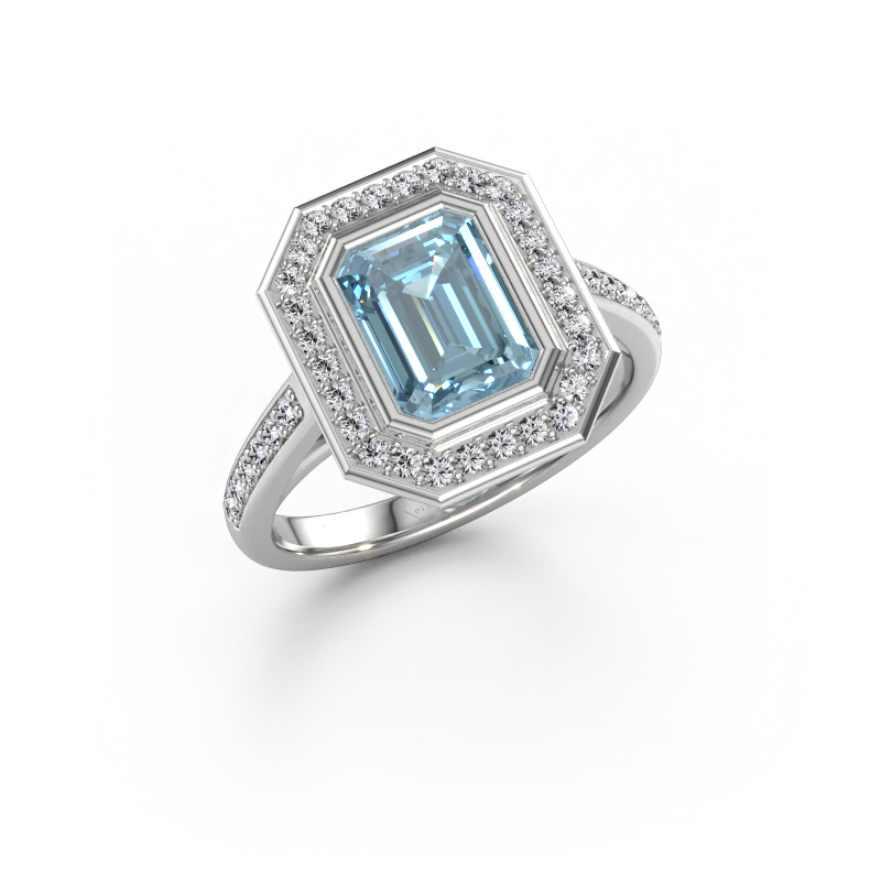 Immagine di Anello di fidanzamento Noud 2 EME 585 oro bianco Diamante lab grown blu 8x6 mm