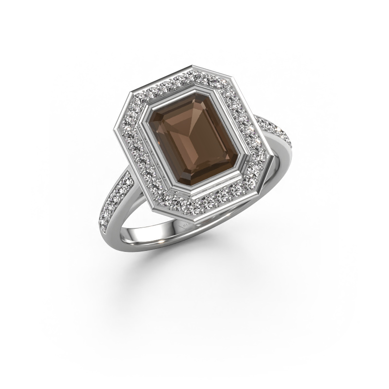 Image of Engagement ring Noud 2 EME 950 platinum Smokey quartz 8x6 mm