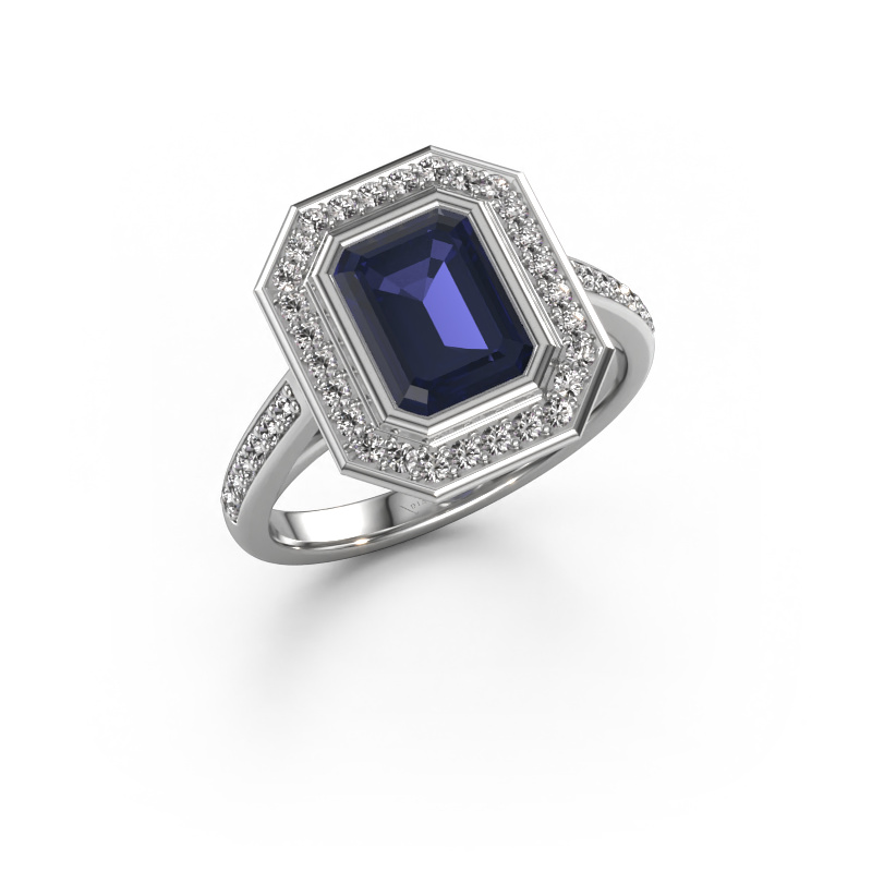 Image of Engagement ring Noud 2 EME 950 platinum Sapphire 8x6 mm