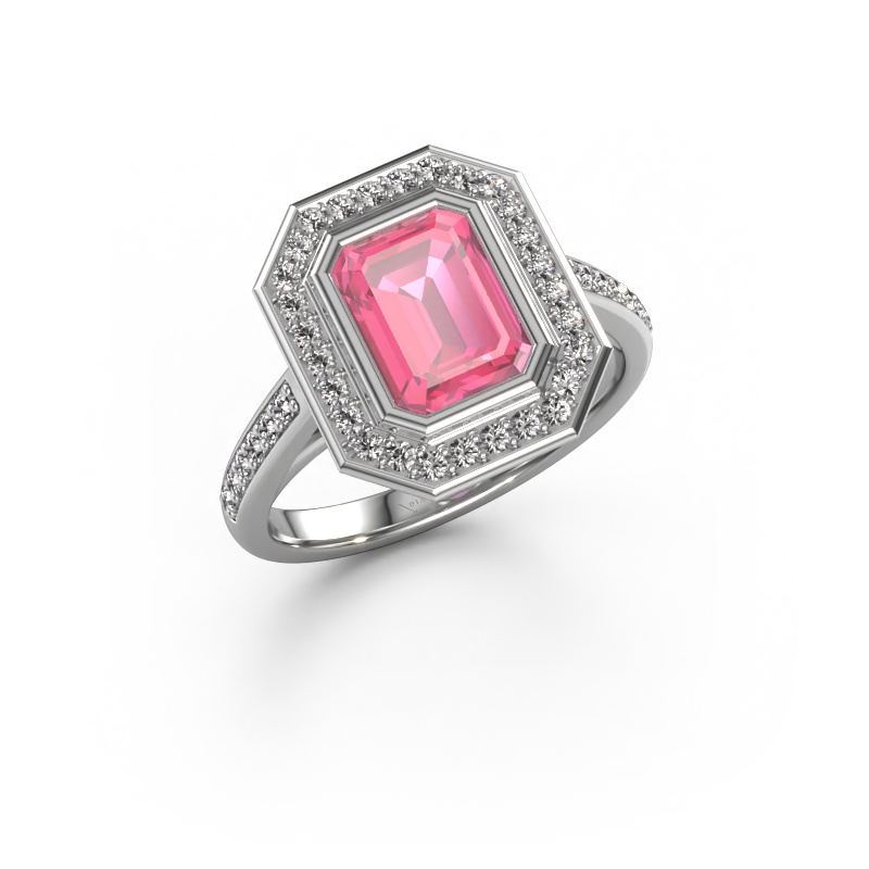 Image of Engagement ring Noud 2 EME 950 platinum Pink sapphire 8x6 mm