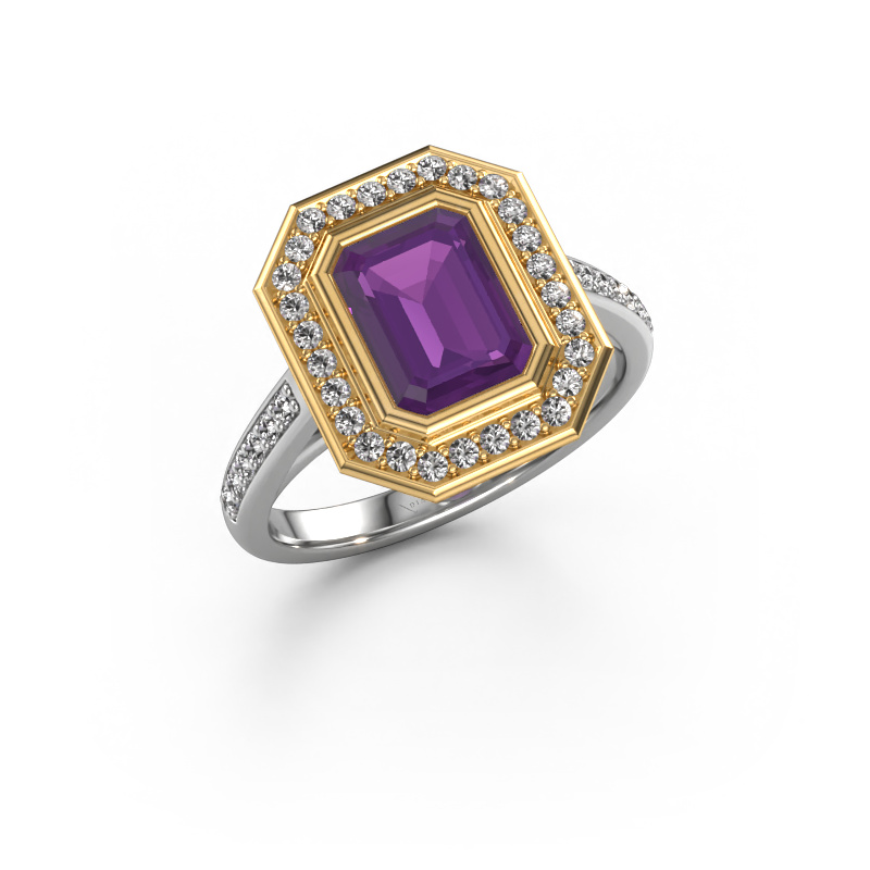 Image of Engagement ring Noud 2 EME 585 white gold Amethyst 8x6 mm