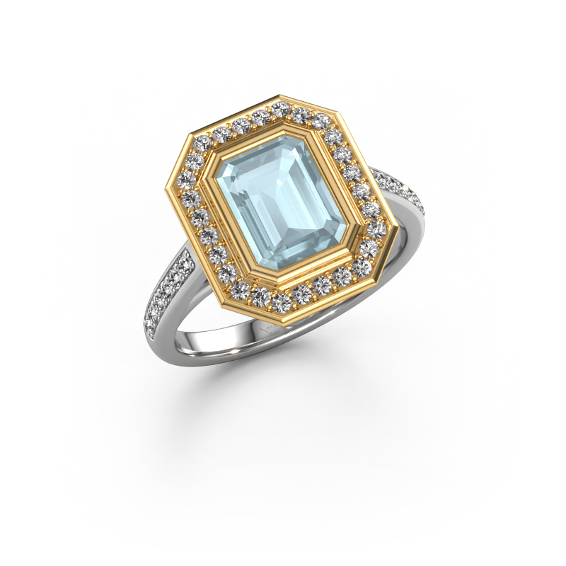 Image of Engagement ring Noud 2 EME 585 white gold Aquamarine 8x6 mm