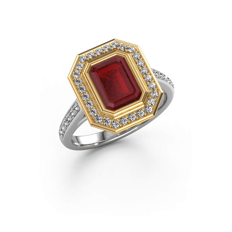 Image of Engagement ring Noud 2 EME 585 white gold Ruby 8x6 mm
