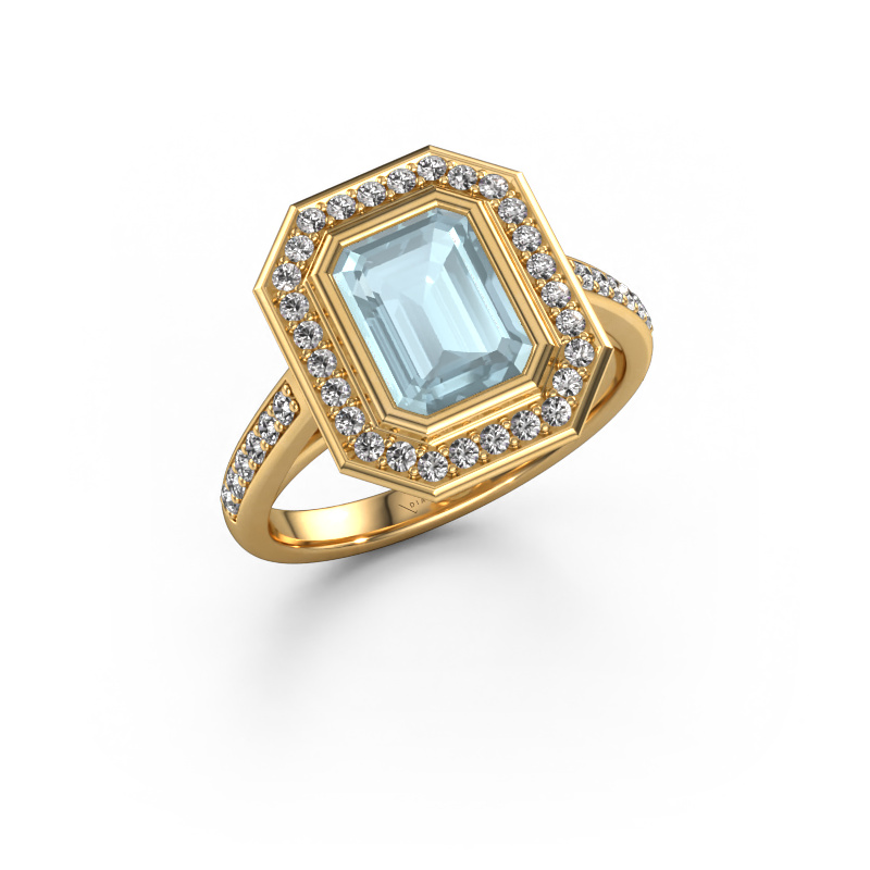 Bild von Verlobungsring Noud 2 EME 585 Gold Aquamarin 8x6 mm