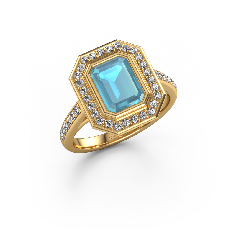 Image of Engagement ring Noud 2 EME 585 gold Blue topaz 8x6 mm