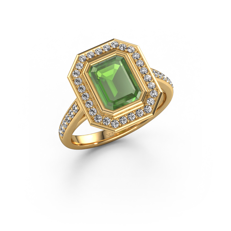 Image of Engagement ring Noud 2 EME 585 gold Tourmaline green 8x6 mm