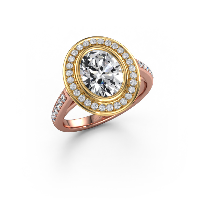Afbeelding van Verlovingsring Noud 2 OVL 585 rosé goud Lab-grown diamant 2.154 crt