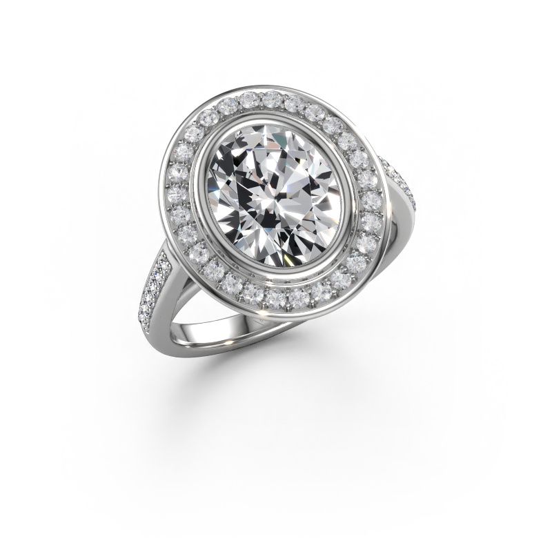 Image of Engagement ring Noud 2 OVL 950 platinum Lab grown diamond 3.124 crt