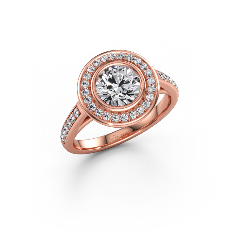 Immagine di Anello di fidanzamento Noud 2 RND 585 oro rosa Diamante 1.309 crt