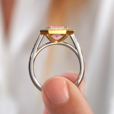 Bague de fiançailles Noud EME en or blanc avec saphirs roses de