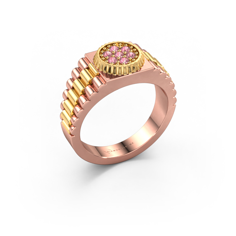 Image of Men's ring Nout 585 rose gold Tourmaline pink 2 mm