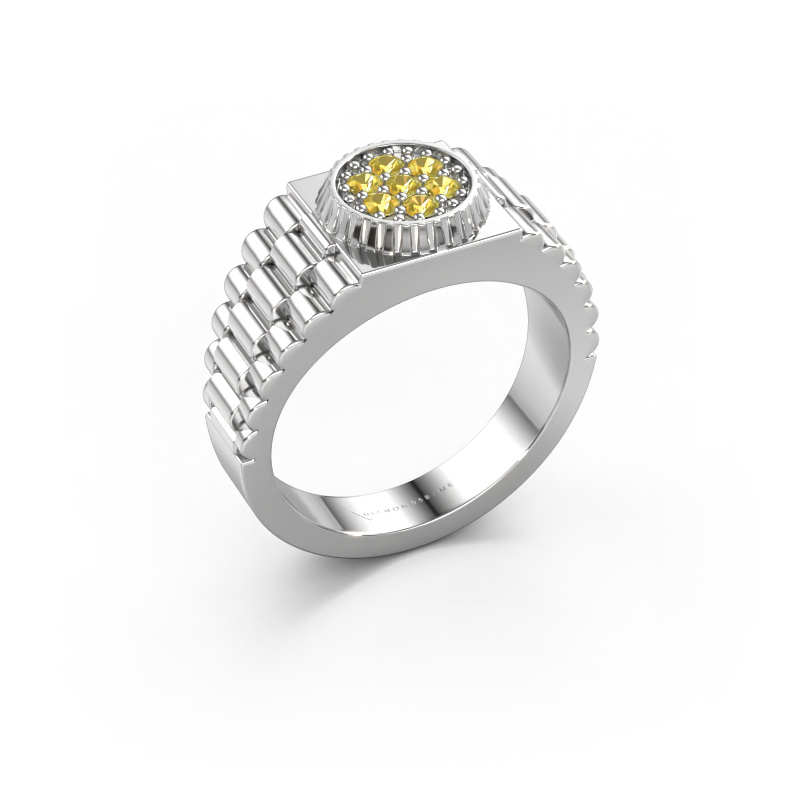 Image of Men's ring Nout 950 platinum Yellow sapphire 2 mm