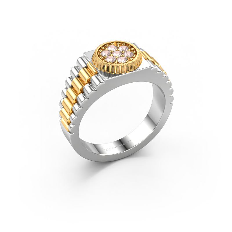 Afbeelding van Heren ring Nout 585 witgoud Morganiet champagne 2 mm