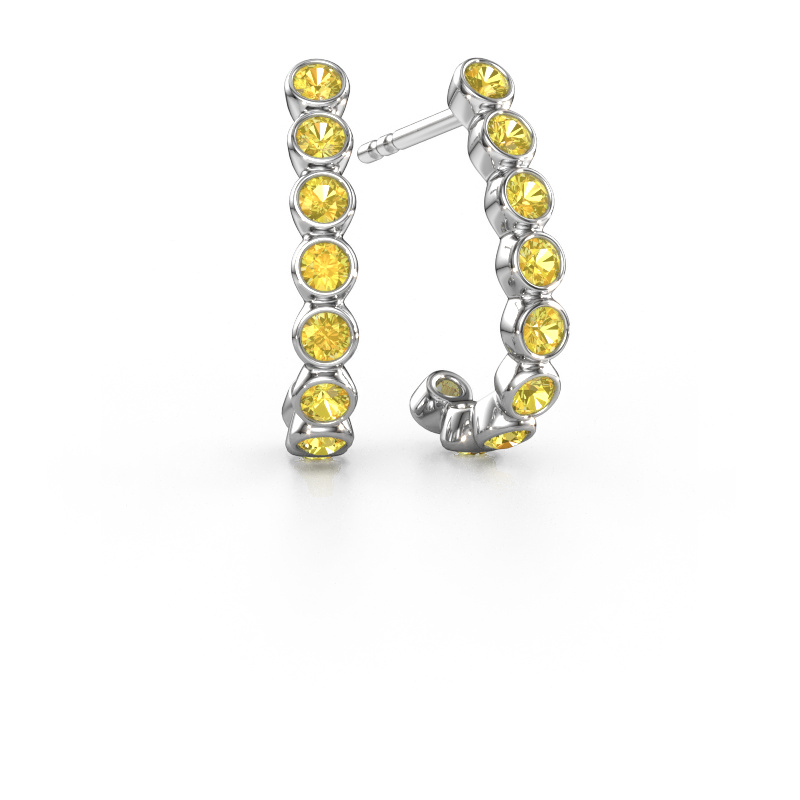Image de Clous d'oreilles Nova 585 or blanc Saphir jaune 2.2 mm