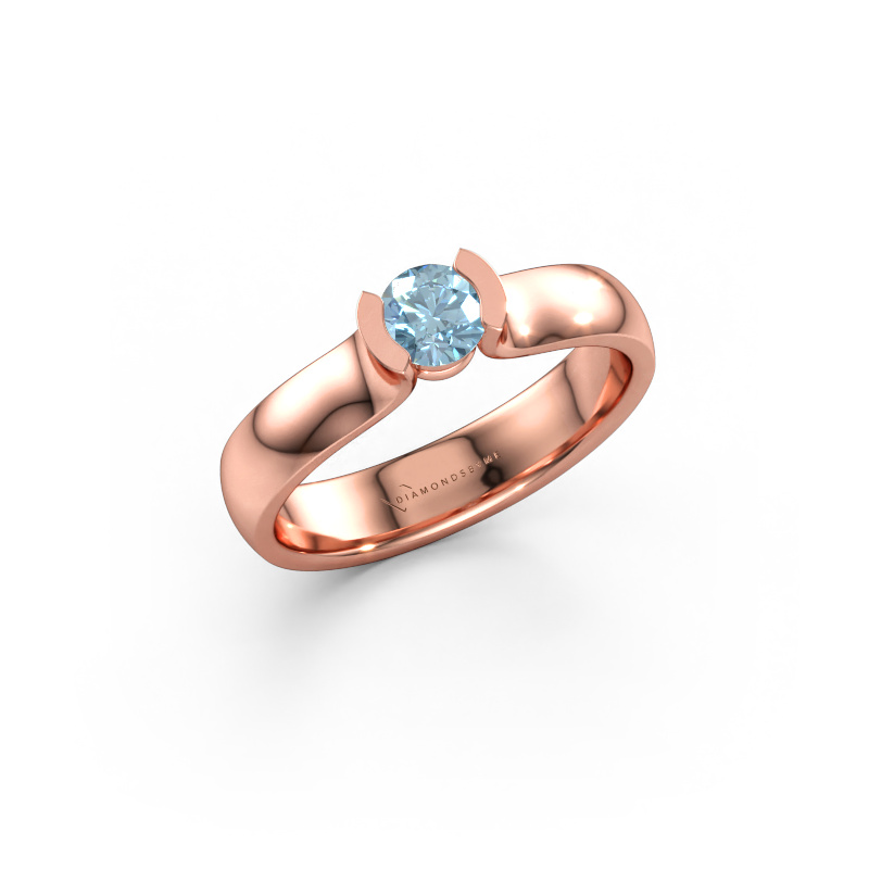 Bild av Ring Ophelia 585 roséguld Blå labbodlad diamant 4.2 mm