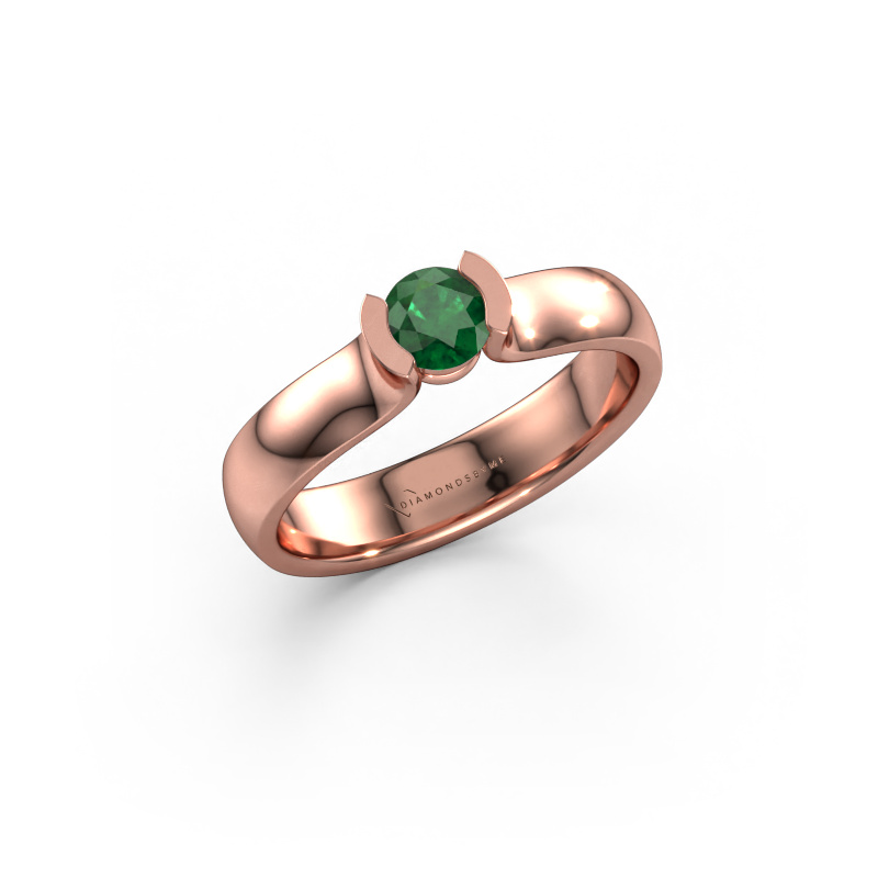 Image of Ring Ophelia 585 rose gold Emerald 4.2 mm