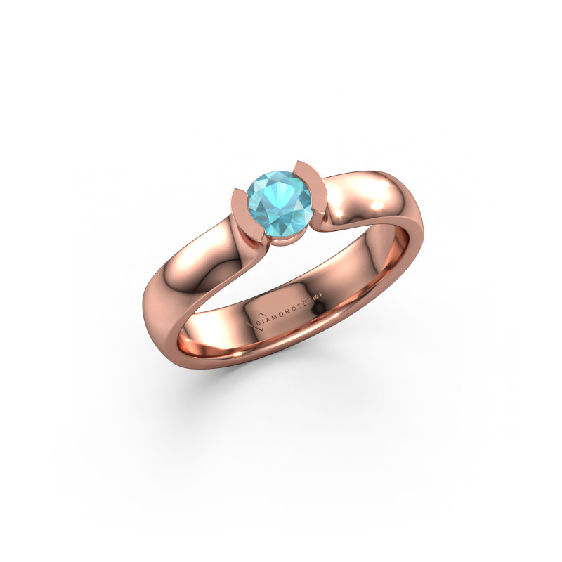 Afbeelding van Ring Ophelia 585 rosé goud Blauw topaas 4.2 mm