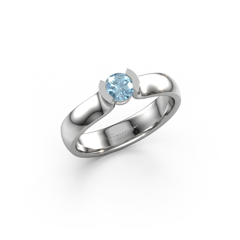 Image of Ring Ophelia 585 white gold Blue lab grown diamond 4.2 mm