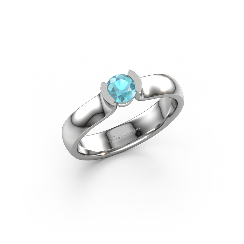 Image of Ring Ophelia 950 platinum Blue topaz 4.2 mm