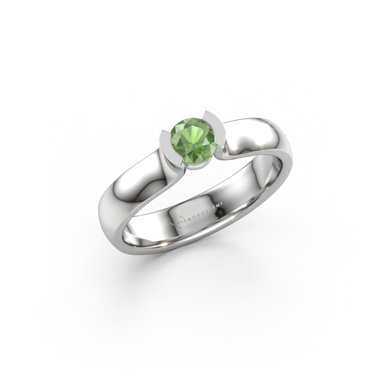Immagine di Anello Ophelia 950 platino Tormalina verde 4.2 mm