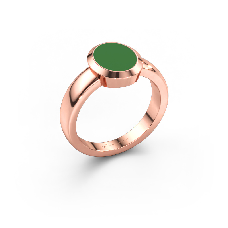 Immagine di Anello da mignolo Oscar 1 585 oro rosa Smalto verde 10x8 mm