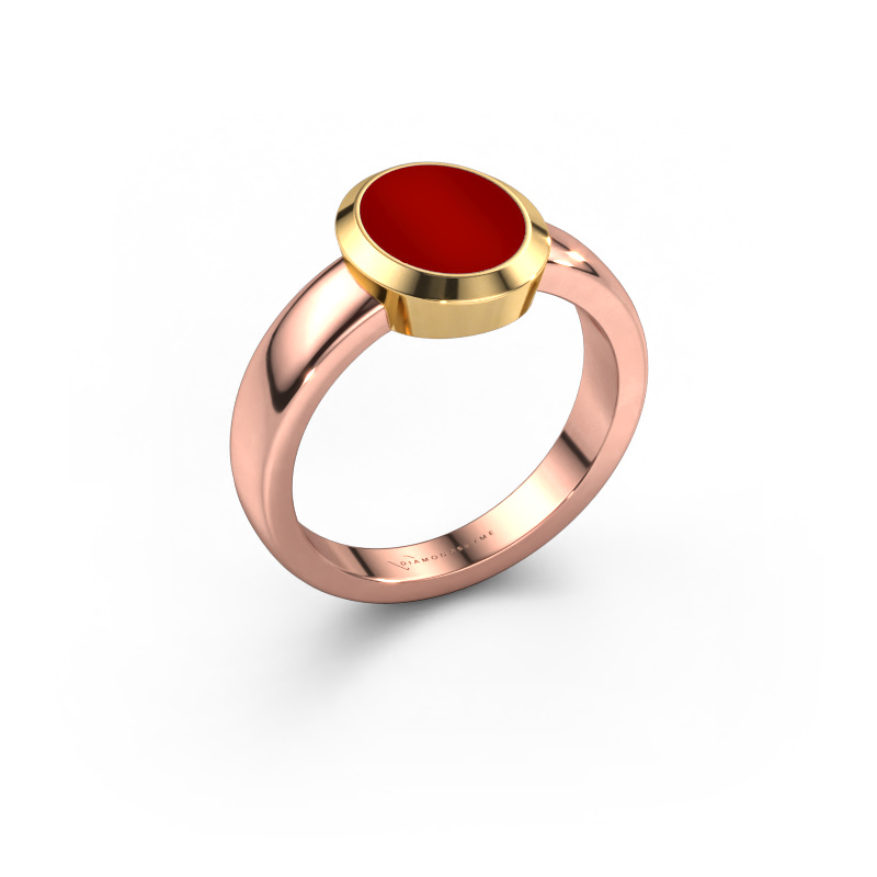 Image de Bague pinky Oscar 1 585 or rose Cornaline 10x8 mm