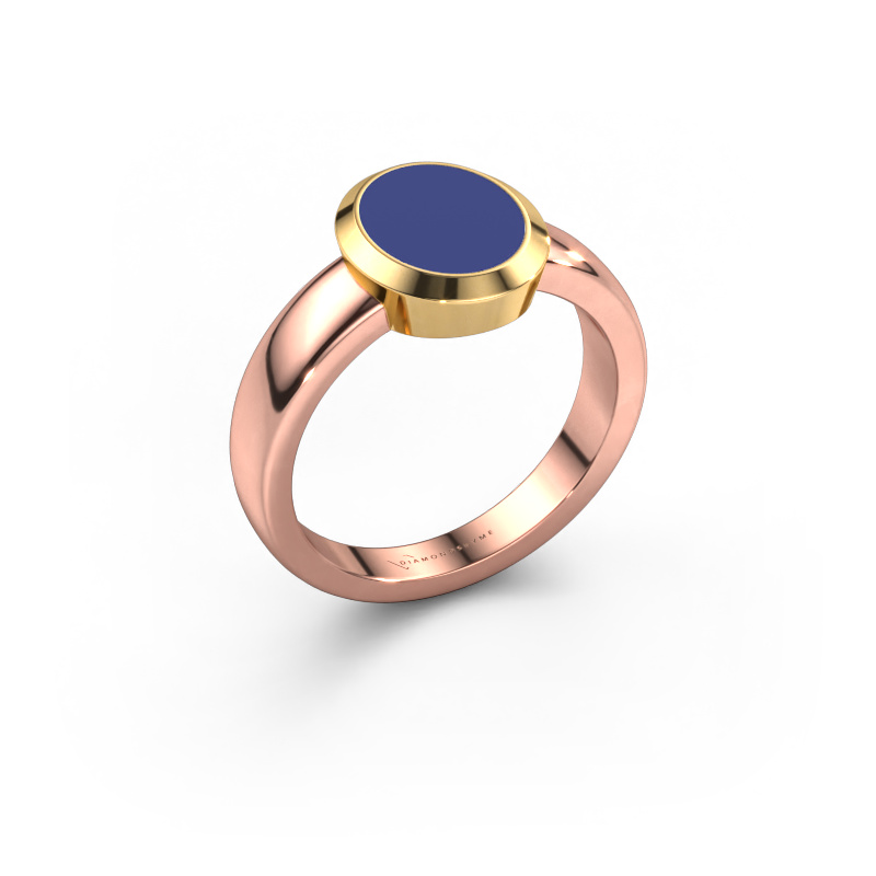 Bild von Pinky Ring Oscar 1 585 Roségold Blau Emaille 10x8 mm