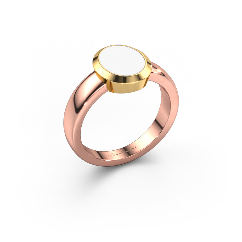 Bild von Pinky Ring Oscar 1 585 Roségold Weiße Emaille 10x8 mm