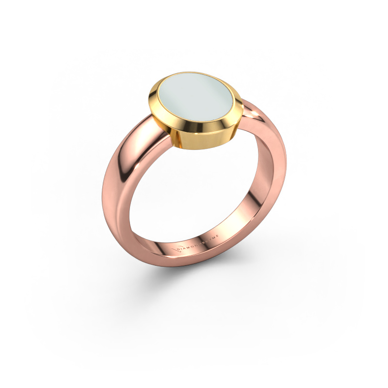 Image de Bague pinky Oscar 1 585 or rose Nicolo verte 10x8 mm