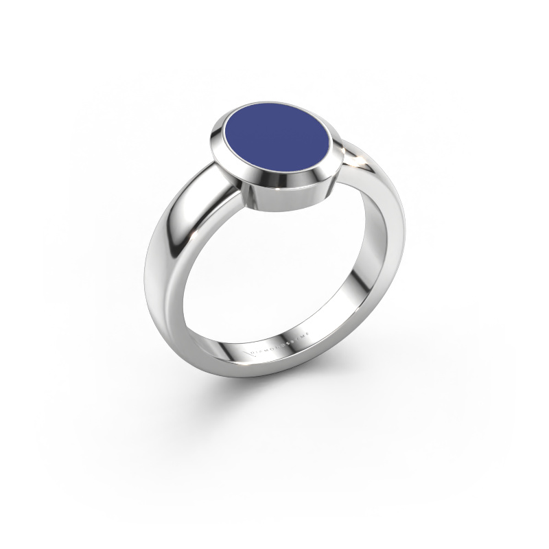 Image of Pinky ring Oscar 1 950 platinum Blue enamel 10x8 mm